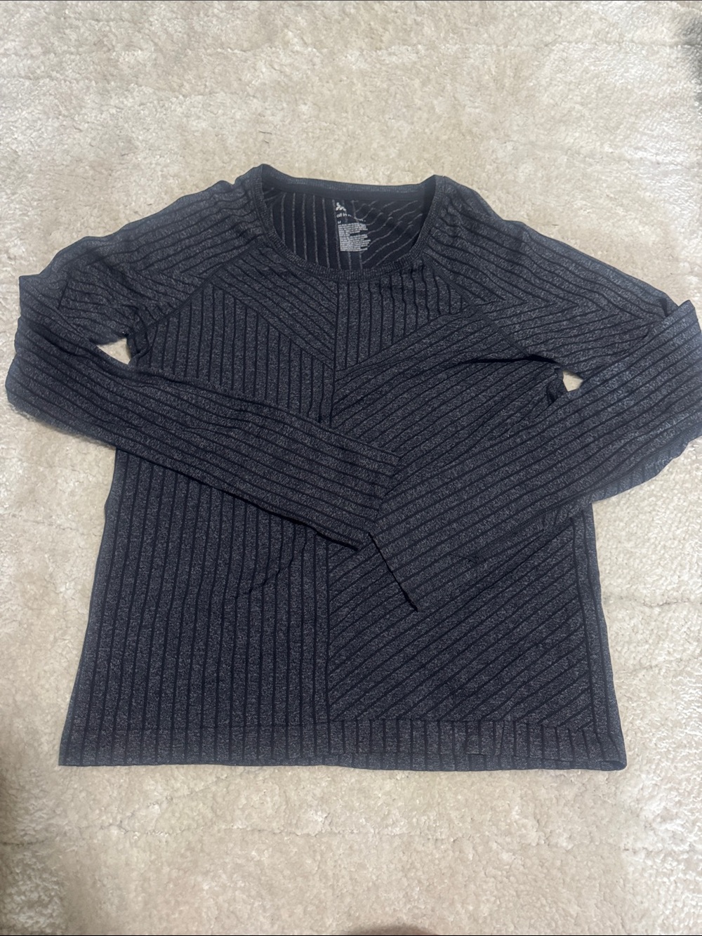 all in motion Black Ribbed Chevron Crewneck Long Sleeve Top